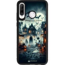 Huawei P30 Lite Case Hülle - Silikon schwarz Halloween Spukstadt