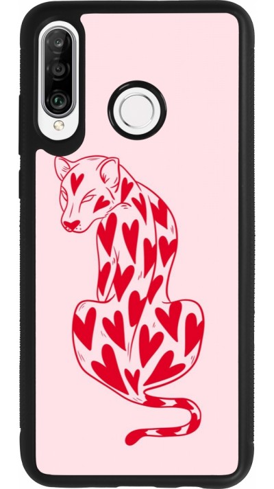 Coque Huawei P30 Lite - Silicone rigide noir Leopard with hearts 2026