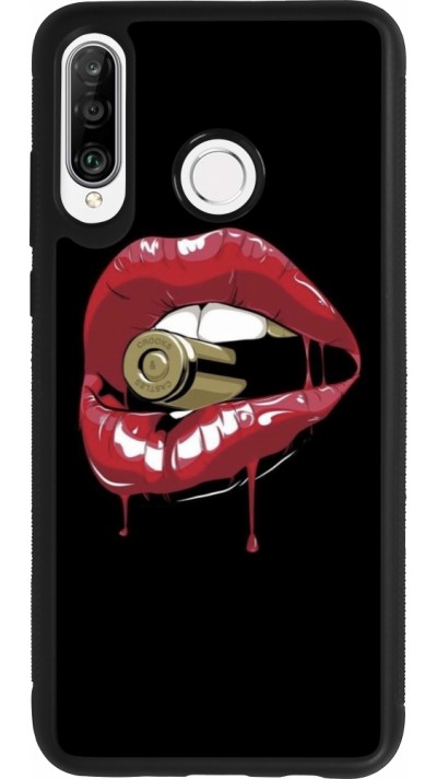 Huawei P30 Lite Case Hülle - Silikon schwarz Lips bullet