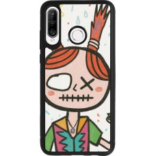 Huawei P30 Lite Case Hülle - Silikon schwarz Little Girl Sketch