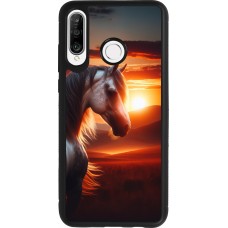Coque Huawei P30 Lite - Silicone rigide noir Majestic Sunset Horse