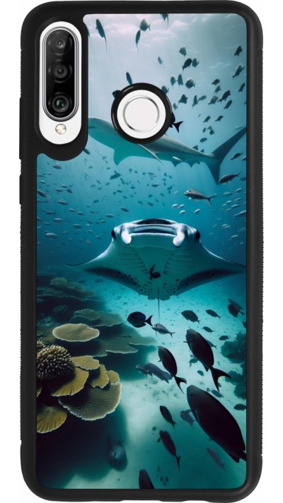 Huawei P30 Lite Case Hülle - Silikon schwarz Manta Lagune Reinigung