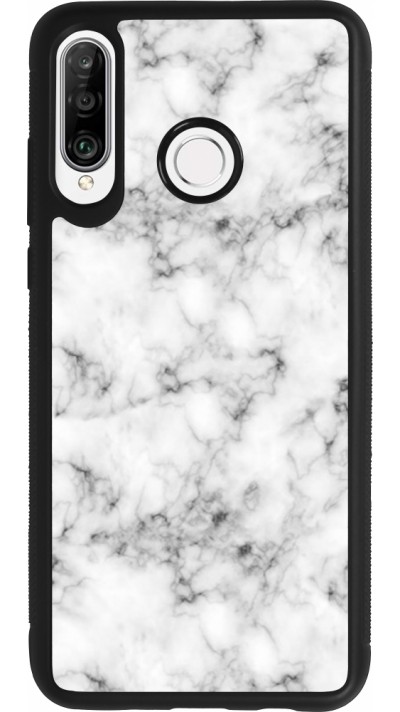 Huawei P30 Lite Case Hülle - Silikon schwarz Marble 01