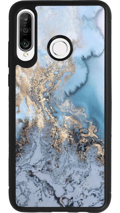 Huawei P30 Lite Case Hülle - Silikon schwarz Marble 04
