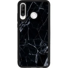 Huawei P30 Lite Case Hülle - Silikon schwarz Marble Black 01