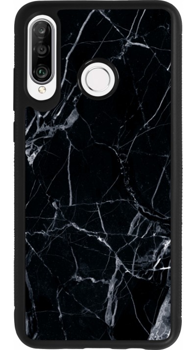 Huawei P30 Lite Case Hülle - Silikon schwarz Marble Black 01