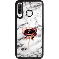 Huawei P30 Lite Case Hülle - Silikon schwarz Marble Rose Gold
