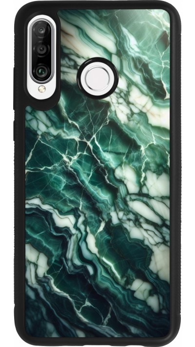 Huawei P30 Lite Case Hülle - Silikon schwarz Majestätischer grüner Marmor