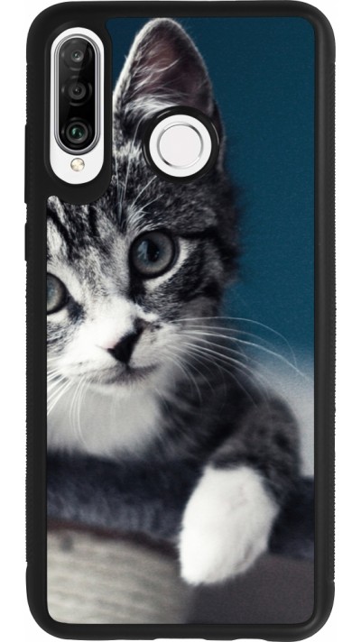 Huawei P30 Lite Case Hülle - Silikon schwarz Meow 23
