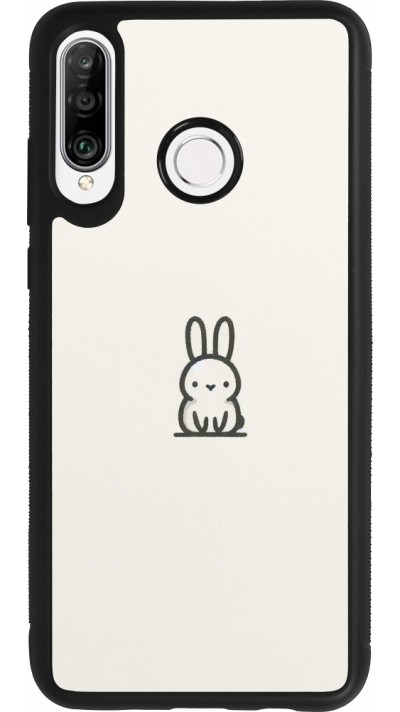 Huawei P30 Lite Case Hülle - Silikon schwarz Minimal Häschen Süße