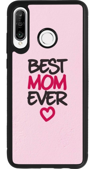Huawei P30 Lite Case Hülle - Silikon schwarz Mom 2023 best Mom ever pink