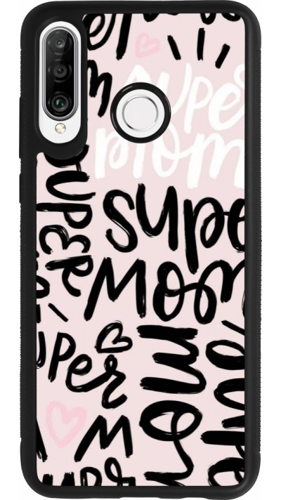 Huawei P30 Lite Case Hülle - Silikon schwarz Mom 2024 Super mom