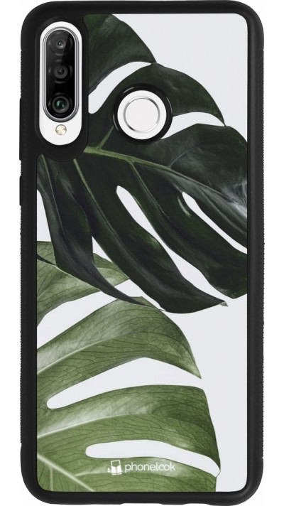 Huawei P30 Lite Case Hülle - Silikon schwarz Monstera Plant
