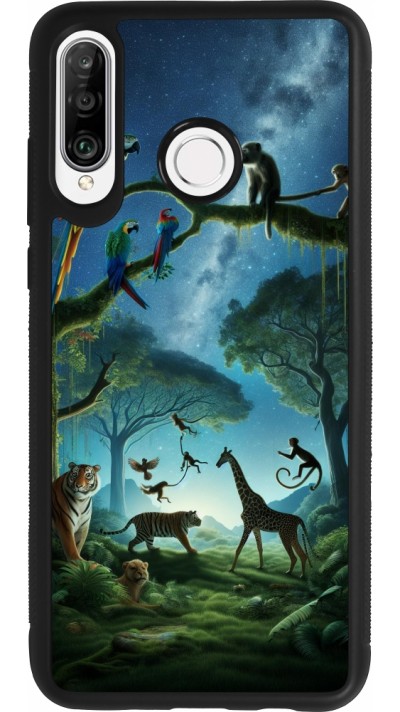 Huawei P30 Lite Case Hülle - Silikon schwarz Paradies der exotischen Tiere