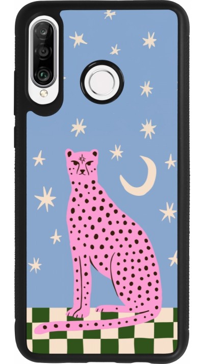 Coque Huawei P30 Lite - Silicone rigide noir Pink leopard with stars 2026