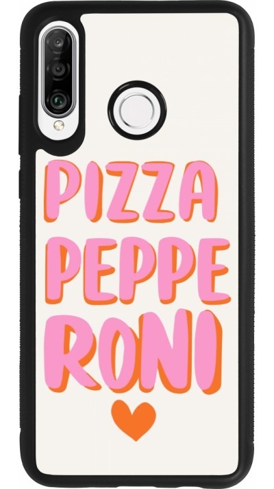 Coque Huawei P30 Lite - Silicone rigide noir Pizza pepperoni 2026