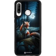 Huawei P30 Lite Case Hülle - Silikon schwarz Fuchs Mond Wald
