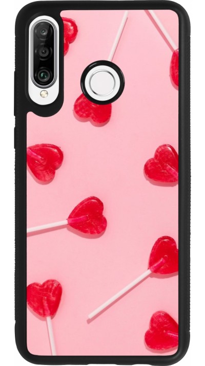 Coque Huawei P30 Lite - Silicone rigide noir Saint Valentines Day 26 Lollipop