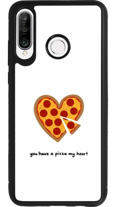 Coque Huawei P30 Lite - Silicone rigide noir Saint Valentines Day 26 You have my pizza heart