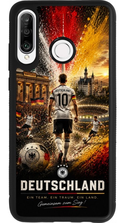 Coque Huawei P30 Lite - Silicone rigide noir Football Allemagne splash 2026