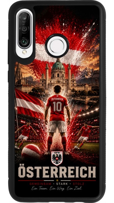 Coque Huawei P30 Lite - Silicone rigide noir Football Autriche splash 2026