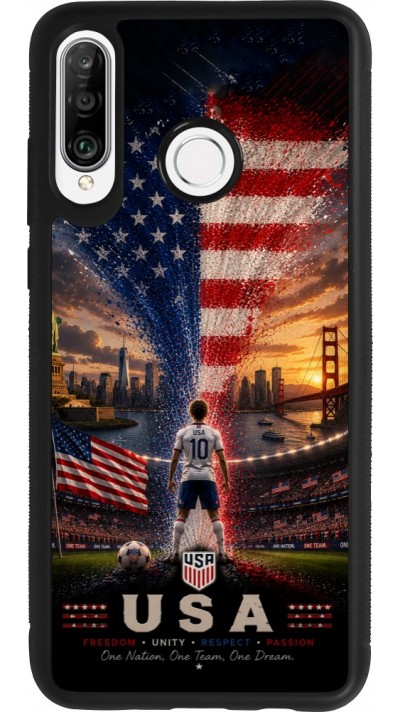 Coque Huawei P30 Lite - Silicone rigide noir Football États-Unis splash 2026