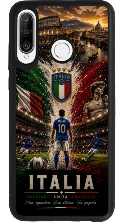 Coque Huawei P30 Lite - Silicone rigide noir Football Italie splash 2026