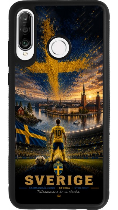 Coque Huawei P30 Lite - Silicone rigide noir Football Suède splash 2026