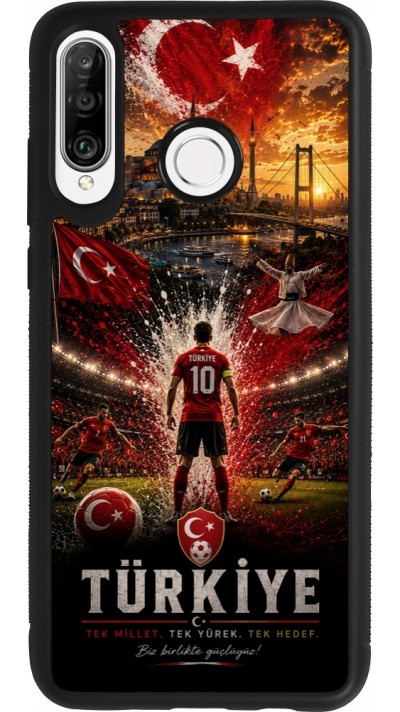 Coque Huawei P30 Lite - Silicone rigide noir Football Turquie splash 2026
