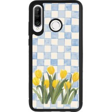 Coque Huawei P30 Lite - Silicone rigide noir Blue vichy tulips 2026