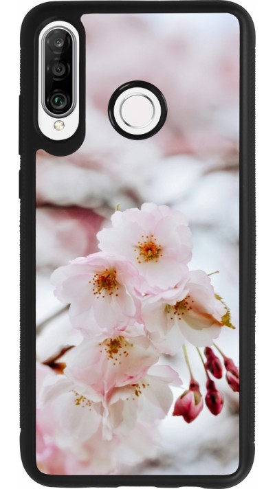 Coque Huawei P30 Lite - Silicone rigide noir Cherry tree 2026
