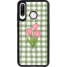 Coque Huawei P30 Lite - Silicone rigide noir Green vichy tulips 2026