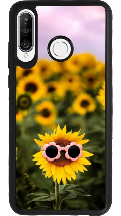 Coque Huawei P30 Lite - Silicone rigide noir Sunflower with glasses 2026