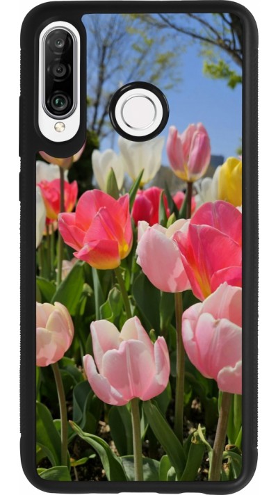 Coque Huawei P30 Lite - Silicone rigide noir Tulips 2026