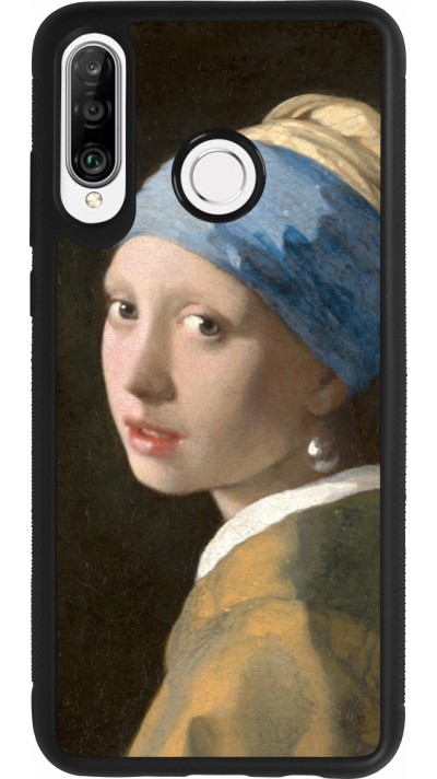 Huawei P30 Lite Case Hülle - Silikon schwarz Kunstbild - Das Mädchen mit dem Perlenohrring - Jan Vermeer