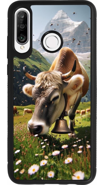 Huawei P30 Lite Case Hülle - Silikon schwarz Kuh Berg Wallis