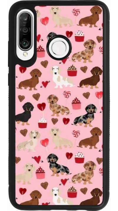 Huawei P30 Lite Case Hülle - Silikon schwarz Valentine 2024 puppy love