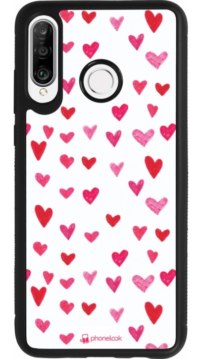 Huawei P30 Lite Case Hülle - Silikon schwarz Valentine 2022 Many pink hearts