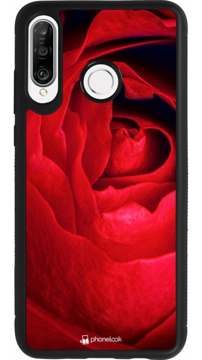 Huawei P30 Lite Case Hülle - Silikon schwarz Valentine 2022 Rose