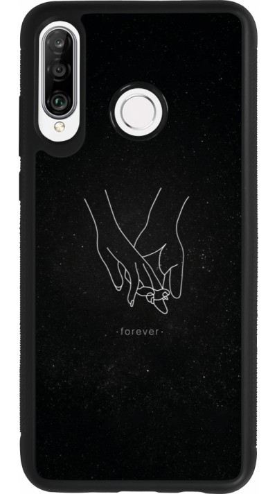 Huawei P30 Lite Case Hülle - Silikon schwarz Valentine 2023 hands forever