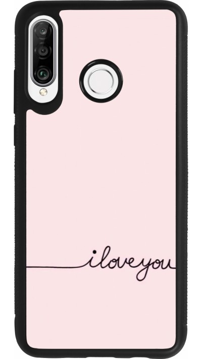 Huawei P30 Lite Case Hülle - Silikon schwarz Valentine 2023 i love you writing