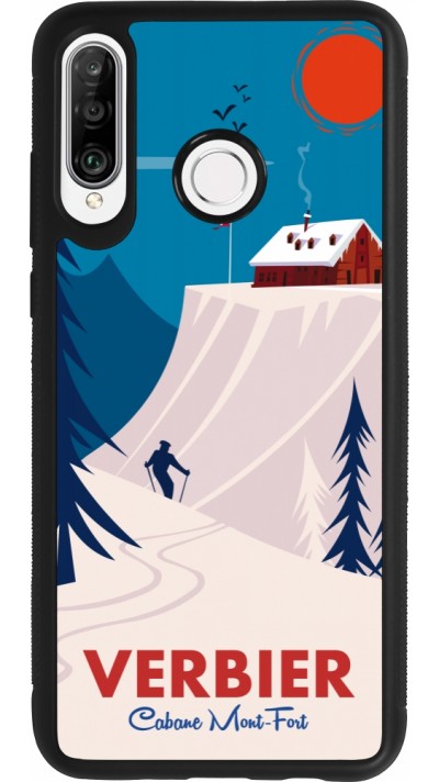 Huawei P30 Lite Case Hülle - Silikon schwarz Verbier Cabane Mont-Fort
