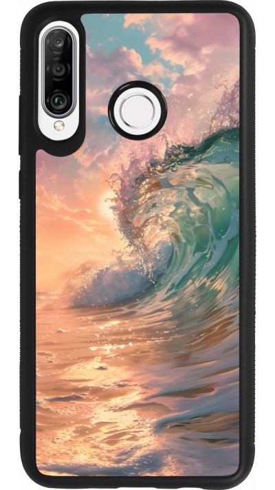 Huawei P30 Lite Case Hülle - Silikon schwarz Wave Sunset