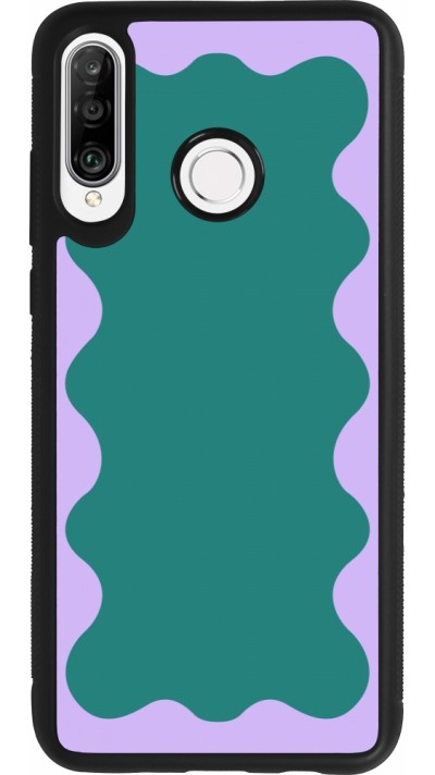Huawei P30 Lite Case Hülle - Silikon schwarz Wavy Rectangle Green Purple