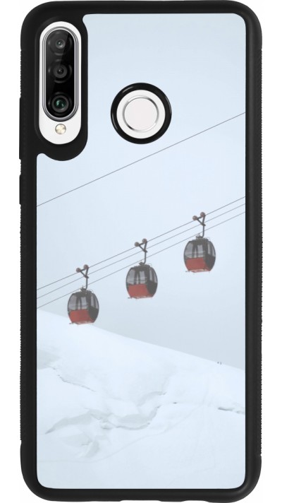 Huawei P30 Lite Case Hülle - Silikon schwarz Winter 22 ski lift
