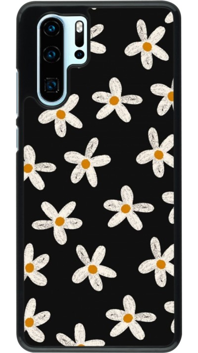 Coque Huawei P30 Pro - Easter 2024 white on black flower