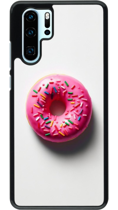 Huawei P30 Pro Case Hülle - Weisser Hintergrund, pinker Donut