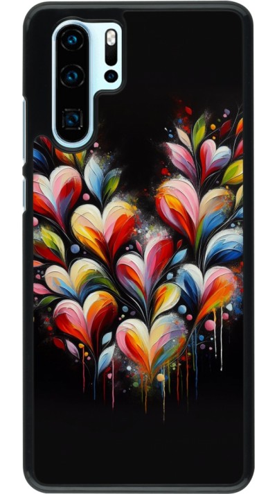 Huawei P30 Pro Case Hülle - Valentin 2024 Schwarzes Herz Abstrakt