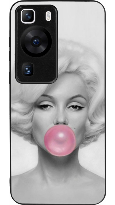 Coque Huawei P60 - Silicone rigide noir Marilyn Bubble