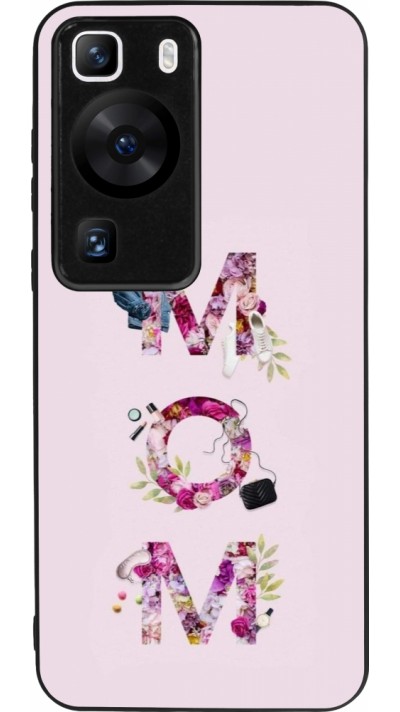 Coque Huawei P60 - Silicone rigide noir Mom 2024 girly mom